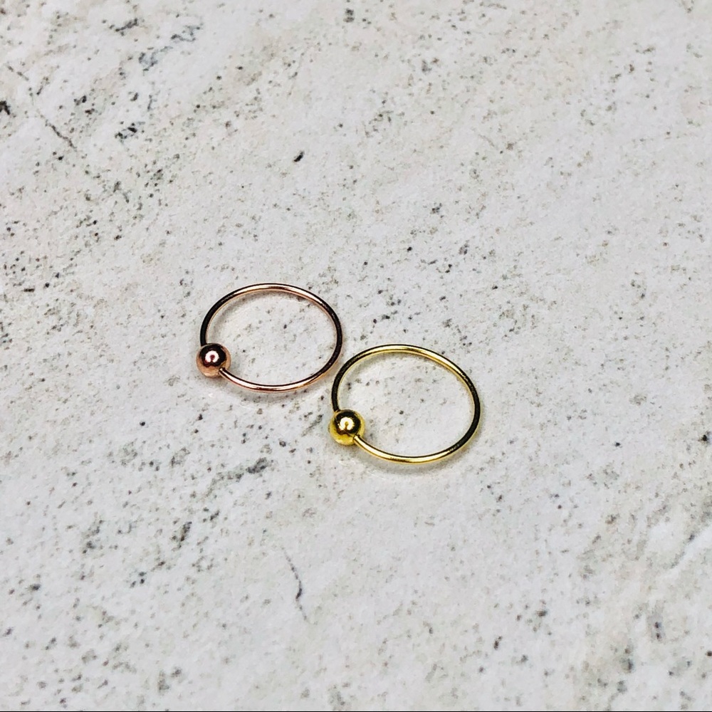 925 Sterling Silver Ball Closure Nose Rings 2 Set